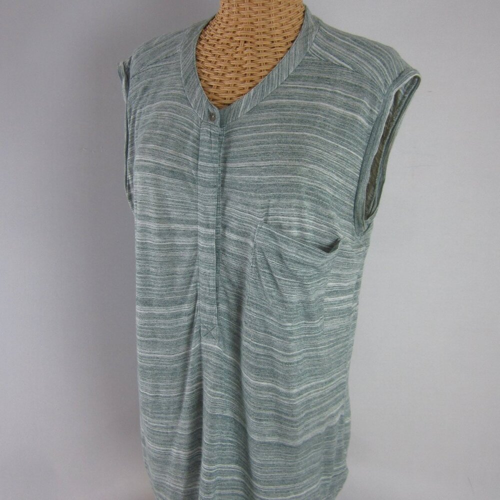 Madewell Womens Medium Teal Blue Sleeveless Knit Henley Top Shirt Viscose M